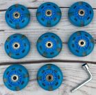 8Pack Roller Blade Light-Up Wheels 70mm 85A Blue With Abec-9 Bearings