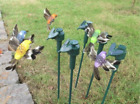 3702 A solar power fluttering hummingbird garden Decor