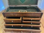 Antique Wooden 5 Drawer Machinist Tool Chest W/Key. Possibly Gerstner Or Union.