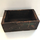 Antique Primitive Early Wooden Open Box Dark Brown Rustic Worn Usable Barn