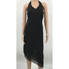 Vanity Y2K Black Mesh Goth Asymmetrical Halter Layered Tiered Dress Size Medium