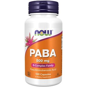 NOW Foods PABA 500mg, 100 Capsules