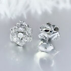 1.50Ct Simulated Diamond Rose Flower Stud Earrings Solid 18K White Gold Finish