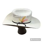 Resistol RR Collection Cowboy Straw Hat 7X Size 7 1/8 Black Band Feathers  Vent