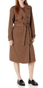 The Drop Brown Size XL Trench Coat Adjustable Waist Lined Belt Retail $99