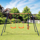 Double Swing Set Garden Swing Slider Set with 2 Swing Seats with 1 Seesaw
