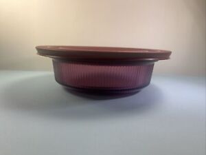 Vintage Pyrex Vision Round Ribbed Cranberry Casserole Dish & Lid 1.5 Qt V-31-B