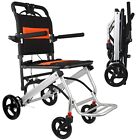 Ultralightweight Foldable Transport Wheelchair Double Handbrake Weigh Only 16lbs