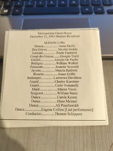 New ListingLIve Recorded Opera CD -1611 Manon 1963 Moffo Gedda Guarrera Tozzi Paolis Grillo