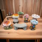 Fairy Garden Miniatures Lot Houses Mushrooms Benches Flowers Set of 8