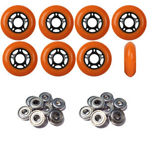Inline Skate Wheels 80mm 89A Outdoor Orange Rollerblade 8Pk with Abec 9 Bearings