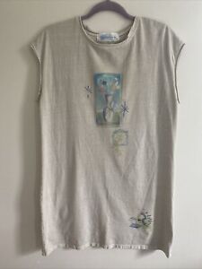 Tunic Hand Printed In Style Of Blue Fish M L