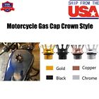 4Colors King Crown Motorcycle Gas Cap Flush Vent Fuel Tank Cap Billet For Harley