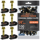 100 Pcs Black Single Flex Clips RG6 RG59 Coax Cable with Strain Relief Screw
