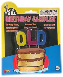 OVER THE HILL BIRTHDAY CANDLES Funny Letters OLD Age Gift Cake Joke Gag Party