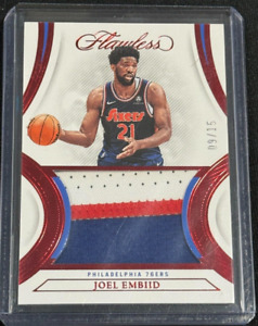 New Listing2021-22 Panini Flawless Joel Embiid Ruby Tri-Color GAME USED Patch! /15 MVP!