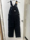 NWT CARHARTT Loose Fit Insulated Bib Overalls SMALL BLACK Quilt Lined Firm Duck