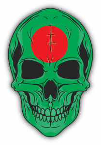 Skull Flag Bangladesh Car Bumper Sticker Decal  