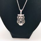 Owl Pendant Necklace Marcasite Silver Finish Chain 18