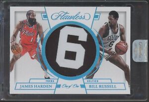 New Listing2022-23 Panini Flawless Platinum James Harden Bill Russell Number 6 GU Patch 1/1