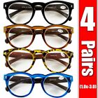 4 Pairs Mens Womens Oval Round Fashion Retro Power Reading Reader Glasses 1-3