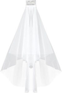 Bridal Wedding Veil Short, 2 Tier White Tulle Veil with Comb Fingertip Length Br