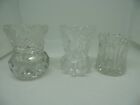 Vintage Clear Cut Glass Toothpick Holders Lot of 3 EUC