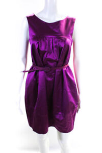 Theory Women's Knee Length Sleeveless Belted Shift Dress Fuchsia Pink Size 4