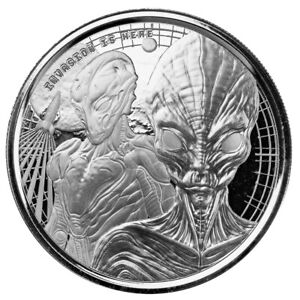 2023 Ghana Alien Invasion 1 oz Silver Proof Like Coin In Capsule