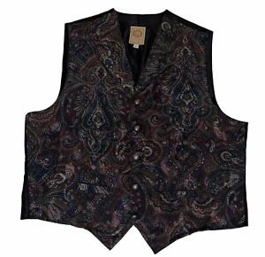 Vintage WAH Maker True West Outfitters Paisley Vest XL Yuma Frontier Saloon