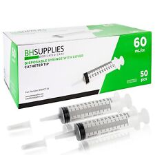 60ml Syringe Catheter Tip Sterile with Covers - 50 Syringes by BH SUPPLIES - ...