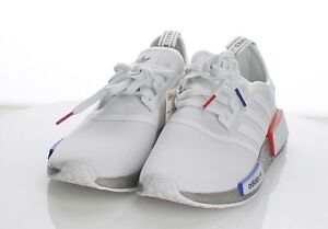 C17 NEW$110 Boy's Sz 6M Adidas NMD R1 Textile Lace Up Sneakers In White//Blue/Re