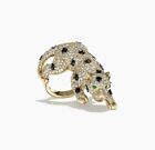 2.00Ct Round Cut Real Moissanite Panther Wedding Ring 14k Yellow Gold Plated