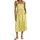 Tory Burch FLORAL PRINT TIE SHOULDER MIDI SUNDRESS IN LYONNAISE FLORAL YELLOW XL