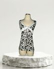212 Black White FLORAL Tie Front LACE TRIM Sleeveless Tank Top Size PETITE SMALL