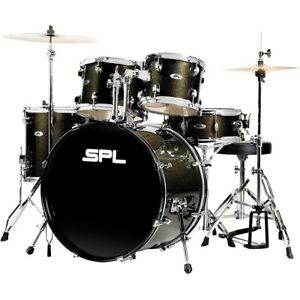 New ListingSound Percussion Labs 5PC Unity II All In One Drum Set Black Onyx Glitter