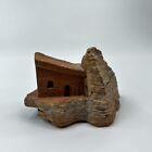 Handmade Wood Carved House on Cliff Spanish Style Folk Art Fairy Gnome Primitive