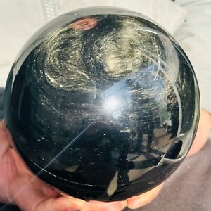 14.63LB TOP Natural obsidian quartz ball hand carved crystal sphere healing