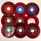 Lot of 10 Red Color Vinyl 45 rpm Vinyl Records for Crafts and Decoration 7
