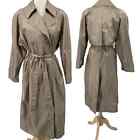 Vintage Trench Coat Tie Belted Double Breasted Button Down Raincoat Beige 12