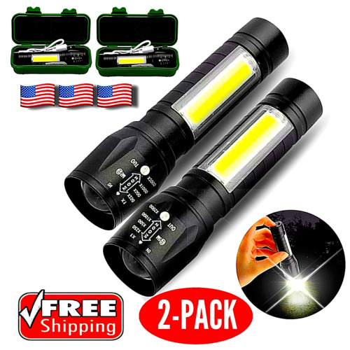2 High Power Military Tactical Rechargeable LED Flashlight With Lamp