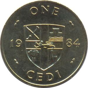 Ghana 1 Cedi Coin | round | KM25 | 1984