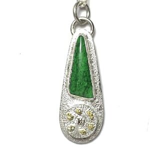 20 Ct Tw Natural Maw Sit Sit Jade Sterling Silver, Gold Nugget, Diamond Pendant