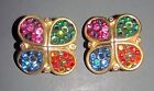 vintage jacky de G paris designer clip on earrings multicolor stones
