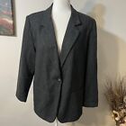Sag Harbor Charcoal Gray Wool Blend Lined Blazer Jacket 1-Button Womens Size 12