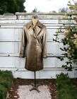 Bronze Gold Leather Trench Coat Y2K Punk Glam Wet Look Jacket Buckles Utility M