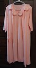 Vtg 60's ShadowLine Peignoir Lingerie Set Lace Long Robe & Gown Pink Nylon Small