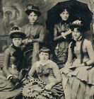 New ListingAntique Tintype Photo - 5 Young Victorian Fashion Women Cute Teen Girls