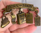 Born To Shop with Dangles JJ Vintage Gold Pin Brooch D-9261
