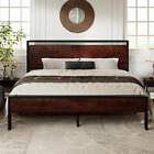 Allewie King Size Platform Bed Frame with Wooden Headboard and Footboard, Heavy